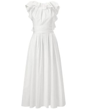 Carolina Herrera Ruffled Neckline Dress - White