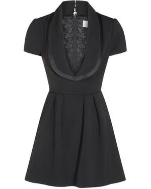 Elisabetta Franchi Satin-Trim Mini Pleated Dress - Black