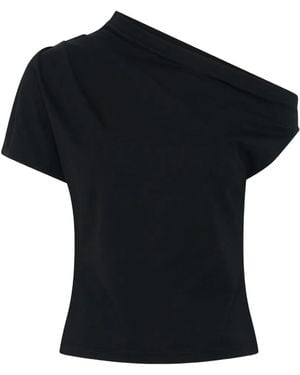 Anna Quan Astra Asymmetrisch Gedrapeerd T-Shirt - Zwart