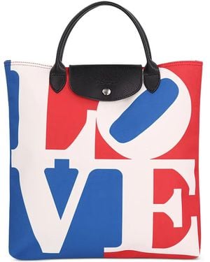 Longchamp X Robert Indiana Love-Print Tote Bag - Blue