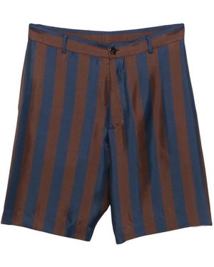 Fendi Striped Silk Shorts - Blue