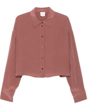 Alysi Long-Sleeve Cropped Shirt - Red