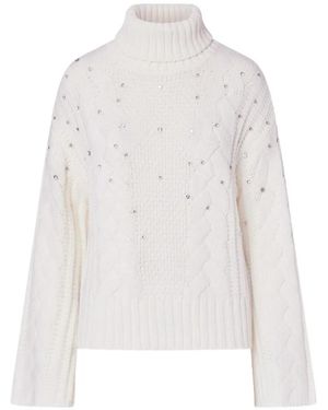 Liu Jo Rollkragenpullover Mit Zopfmuster Und Strass - Weiß