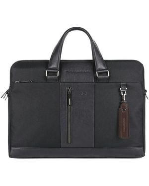 Piquadro Leather Laptop Bag - Negro