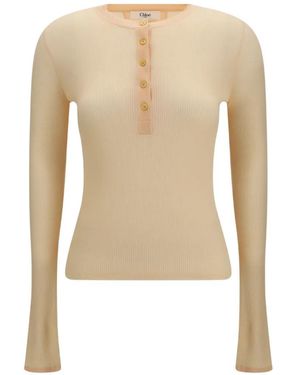 Chloé Gerippter Strickpullover - Weiß