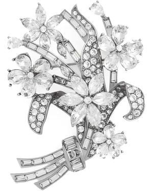 Dolce & Gabbana Blumen-Brosche Mit Strass - Weiß