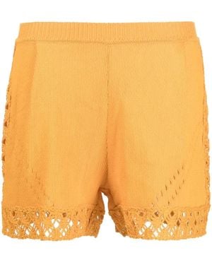 Alberta Ferretti Open-Knit Shorts - Orange