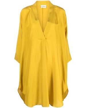 P.A.R.O.S.H. V-Neck Silk Midi Kaftan - Yellow