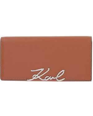 KARL LAGERFELD K/Signature Continental Logo-Plaque Wallet - Brown