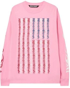 Palm Angels Flames Flag Long-Sleeve T-Shirt - Pink