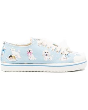 Fiorucci Poodle-Print Cotton Trainers - Blue