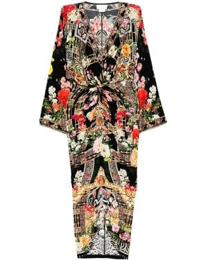 CAMILLA Long Split Front Twist Dress - White