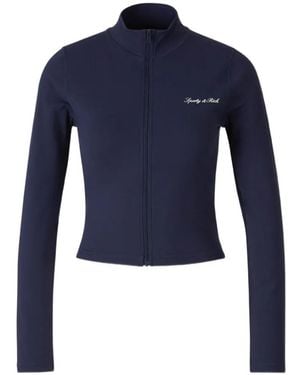 Sporty & Rich Freya Logo-Print Zip-Up Jacket - Blue