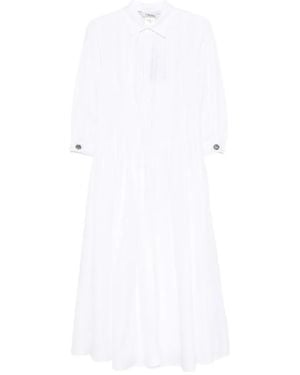 Max Mara Vestido Madagio Acampanado Con Pliegues En La Cintura - Blanco