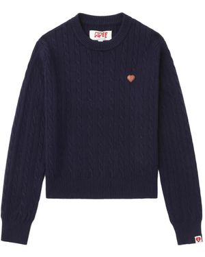 A Bathing Ape Cable-Knit Patch Jumper - Blue