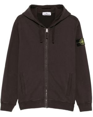 Stone Island Hoodie Zippé À Patch Logo - Noir
