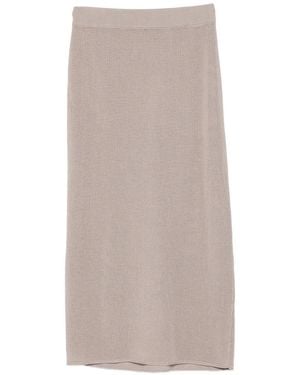 Alysi Perforated Midi Skirt - White