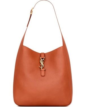 Saint Laurent Large Le 5 À 7 Buckle Leather Shoulder Bag - Orange