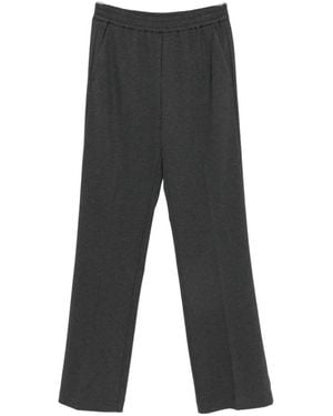 Pinko Elasticated-Waistband Straight-Leg Trousers - Grey