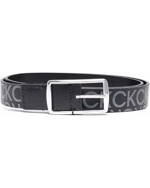 Calvin Klein Reversible Logo-Print Belt - Black