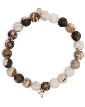 Sydney Evan 14Kt Bezel Cross Charm Beaded Bracelet - White