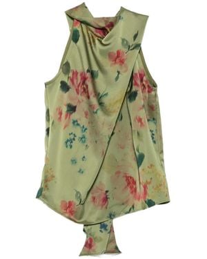 Marques'Almeida Blusa Drapeada Con Estampado Floral - Verde