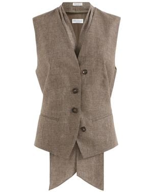 Brunello Cucinelli Gilet Scintillant À Lavallière - Neutre