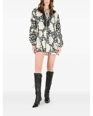 Roberto Cavalli Floral-Print Mini Dress - White