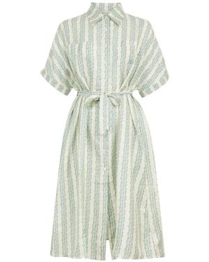 La Prestic Ouiston Jolie Striped Tie-Waist Midi Dress - White