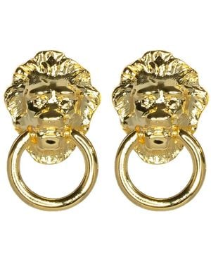 Kenneth Jay Lane Orecchini Lion Head Door Knocker - Metallizzato