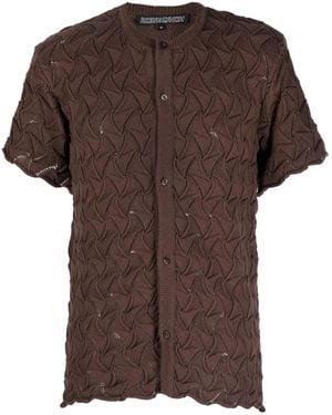 Robyn Lynch Wave Cable-Knit Cardigan - Brown