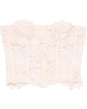 Ermanno Scervino Floral-Lace Strapless Top - Pink