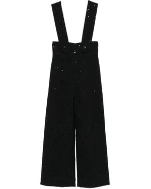 Maje スパンコールトリム パンツ - ブラック