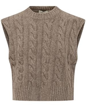 Weekend by Maxmara Gilet En Laine Vierge À Maille Torsadée - Gris