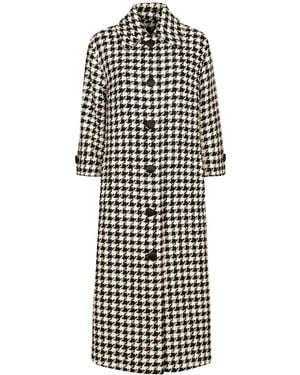 Dolce & Gabbana Single-Breasted Macro-Houndstooth Wool Coat - White