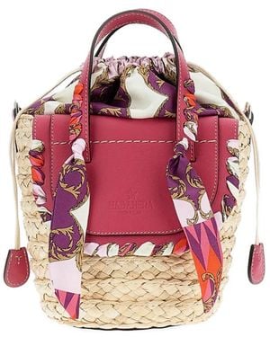 CUBA LAB Scarf Leather Bucket Bag - Red
