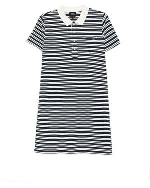 A.P.C. Striped Polo Mini Dress - Blue
