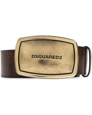 DSquared² Logo-Plaque Buckle Belt - Natural