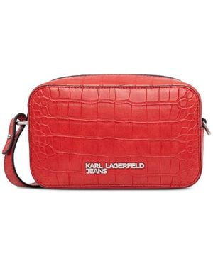 KARL LAGERFELD Croc-Effect Crossbody Bag - Red
