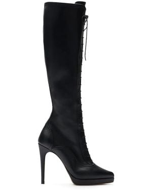 Casadei 100Mm Michelle Laced Boots - Black