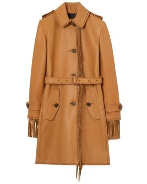 Burberry Leren Jas Met Franje - Bruin