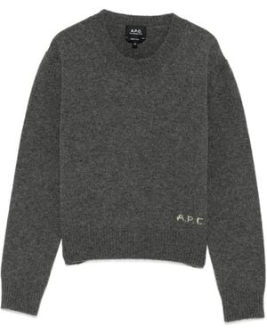 A.P.C. Logo-Knit Crew-Neck Sweater - Gray