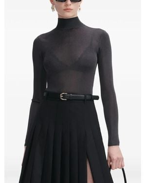 Self-Portrait High-Neck Long-Sleeve Top - Black