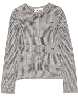 Remain Heva Crochet-Knit Sweater - Gray