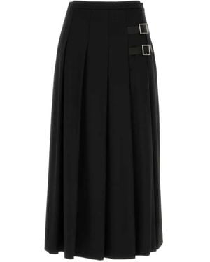 LE SULLY STUDIO Buckle-Detail Pleated Midi Skirt - Black