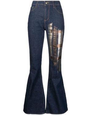 Madison Maison Metallic-Print Flared Jeans - Blue
