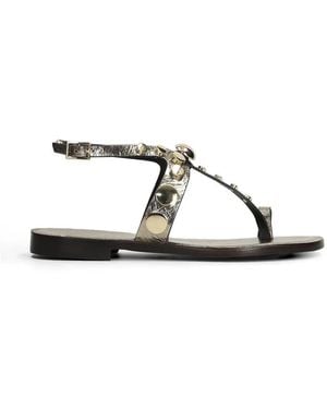DONNARì Stud-Embellished Metallic-Effect Sandals