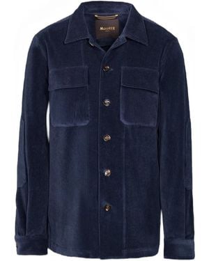 Moorer Hemd aus Cord mit aufgesetzter Tasche - Blau