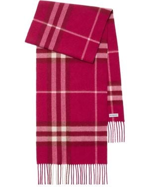 Burberry チェック カシミアスカーフ - レッド
