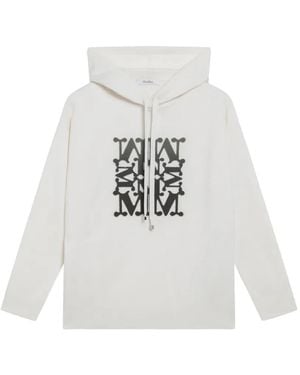 Max Mara Taddeo Logo-Print Drawstring Hoodie - White